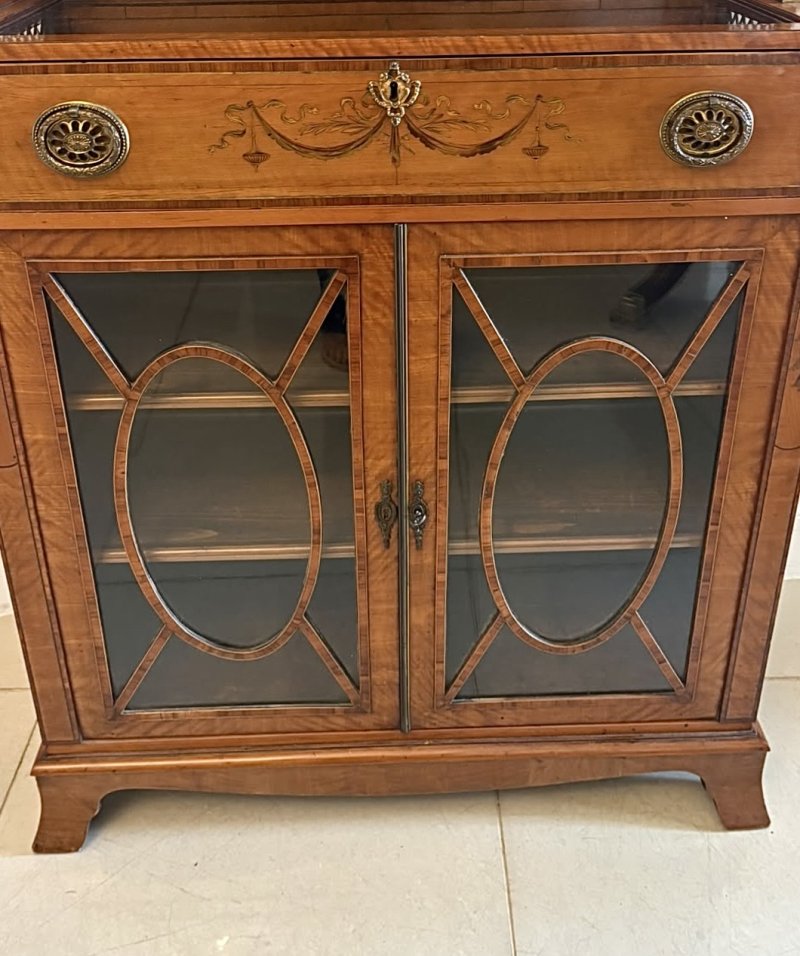 Rare Antique Georgian Sheraton Satinwood Marquetry Inlaid Display Cabinet - Image 17