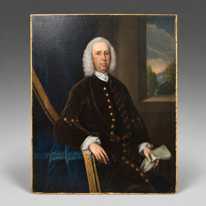 A Large 18Th Century Portrait Of A Gentleman