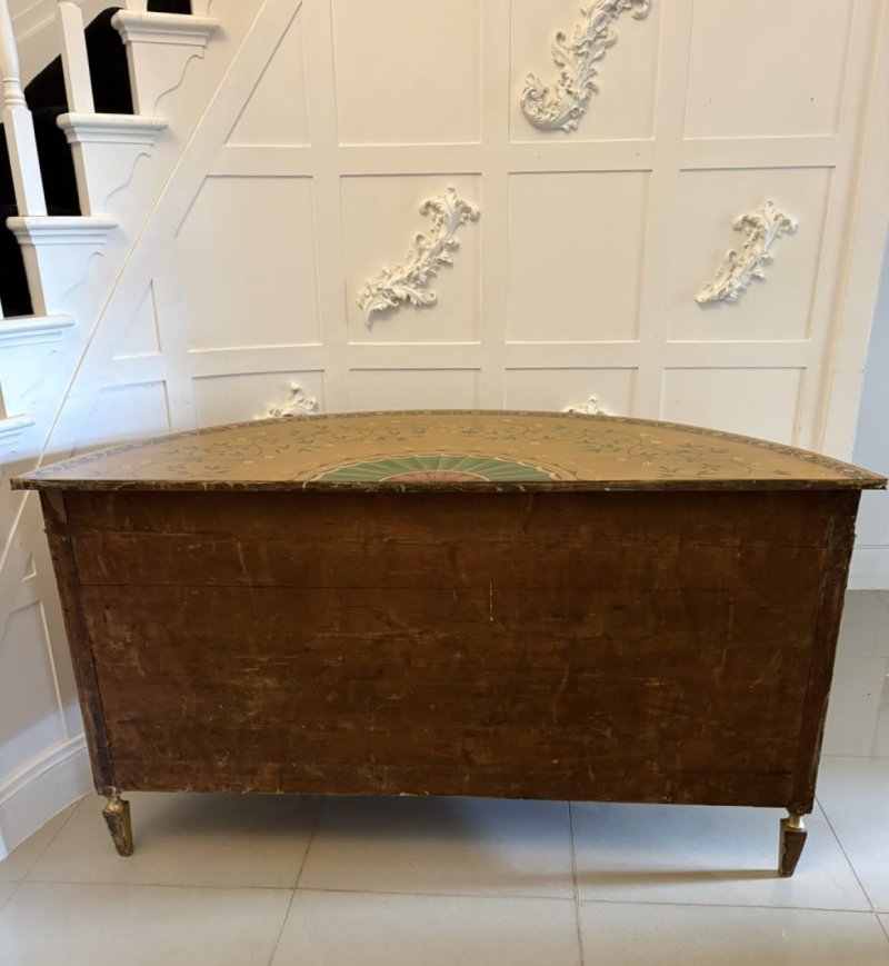 Rare Large Antique Georgian Sheraton Satinwood Hand Painted Cabinet Sideboard - Image 9