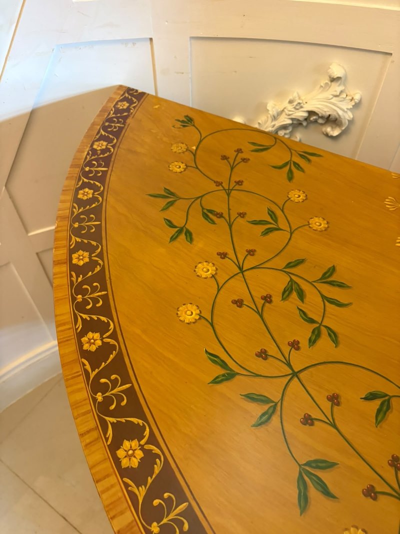 Rare Large Antique Georgian Sheraton Satinwood Hand Painted Cabinet Sideboard - Image 13