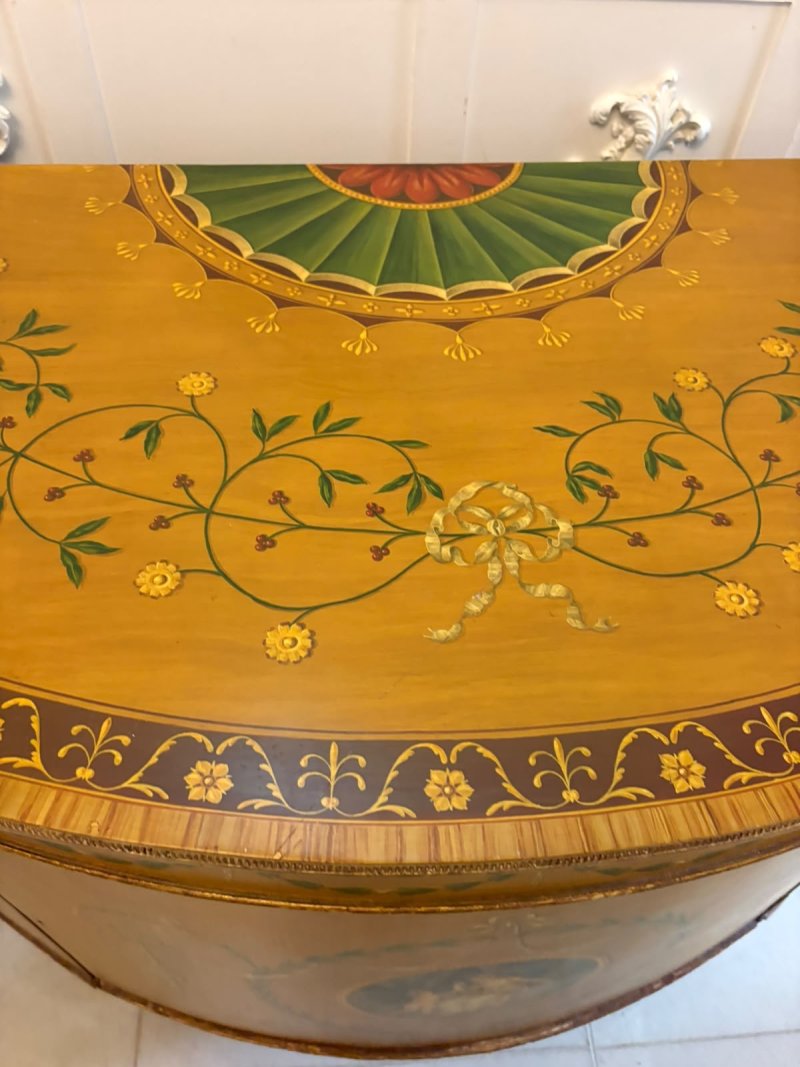 Rare Large Antique Georgian Sheraton Satinwood Hand Painted Cabinet Sideboard - Image 12