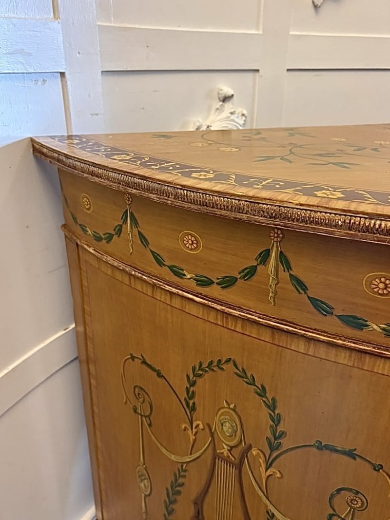 Rare Large Antique Georgian Sheraton Satinwood Hand Painted Cabinet Sideboard - Image 16