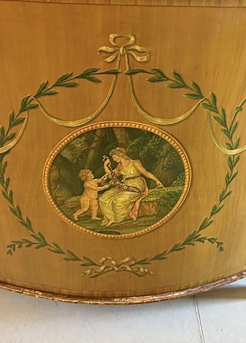 Rare Large Antique Georgian Sheraton Satinwood Hand Painted Cabinet Sideboard - Image 18