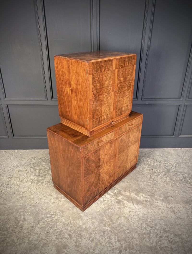 Art Deco Walnut Cocktail Cabinet - Image 3