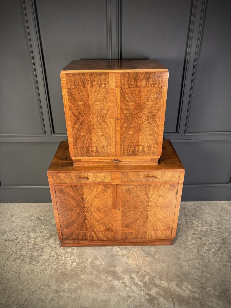Art Deco Walnut Cocktail Cabinet - Image 4
