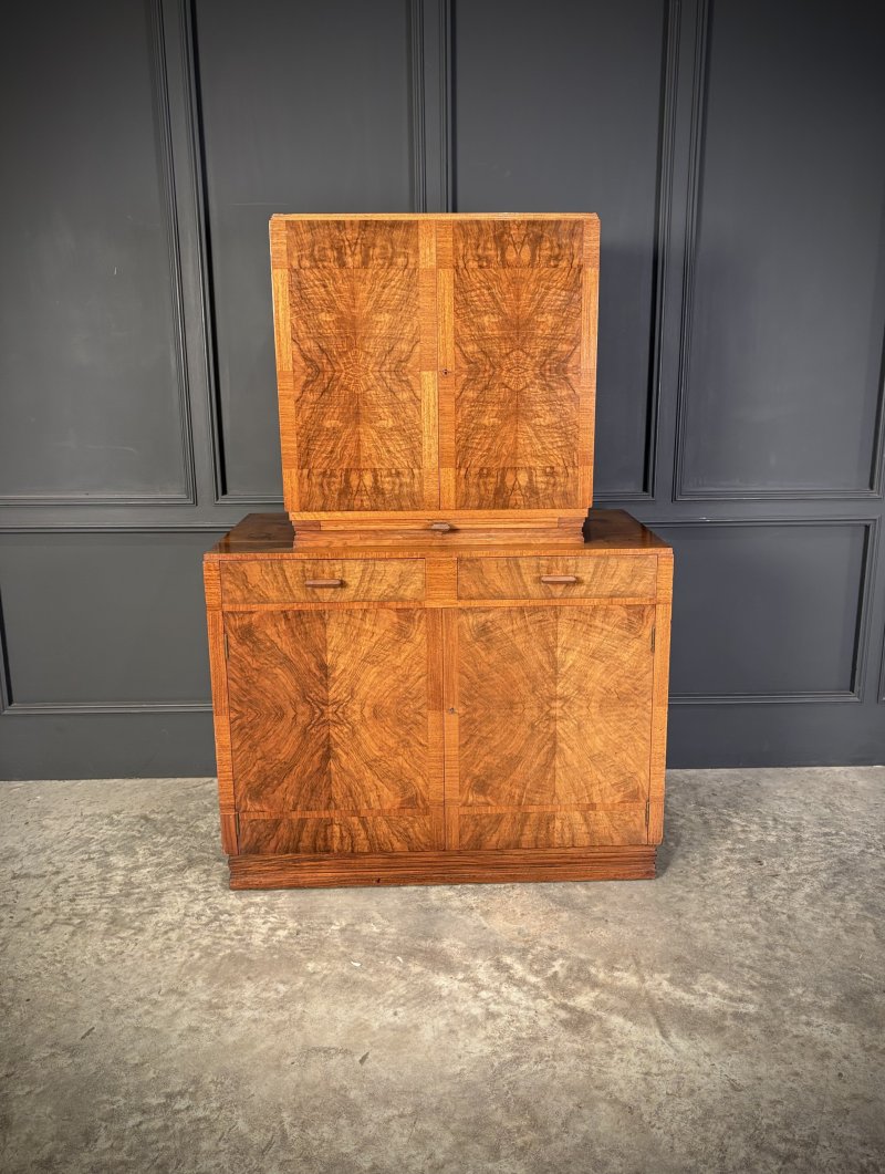Art Deco Walnut Cocktail Cabinet - Image 6