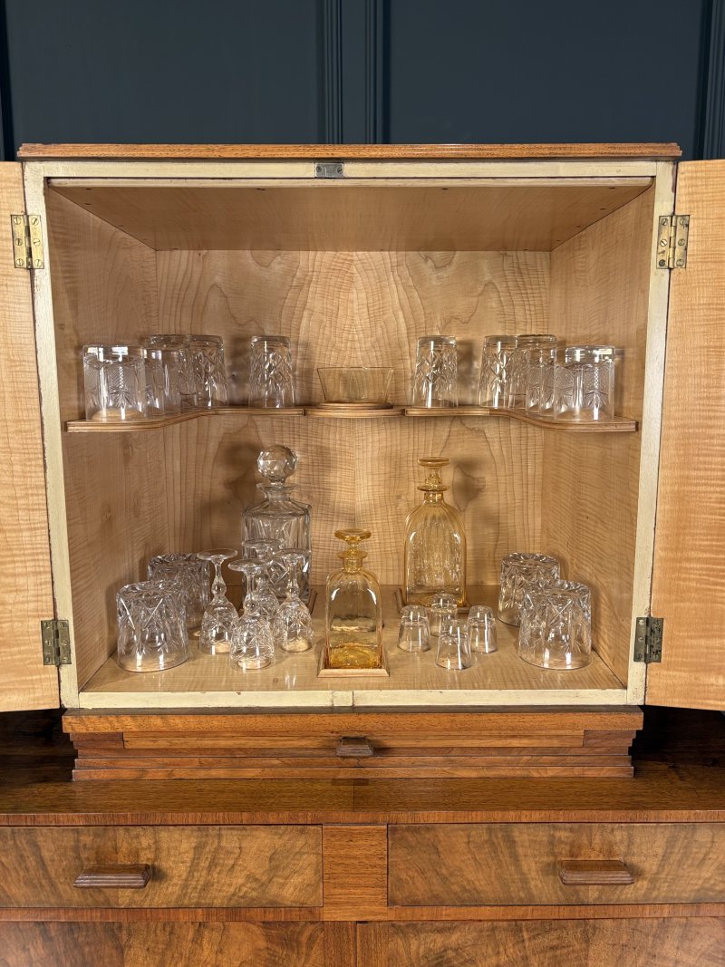 Art Deco Walnut Cocktail Cabinet - Image 7
