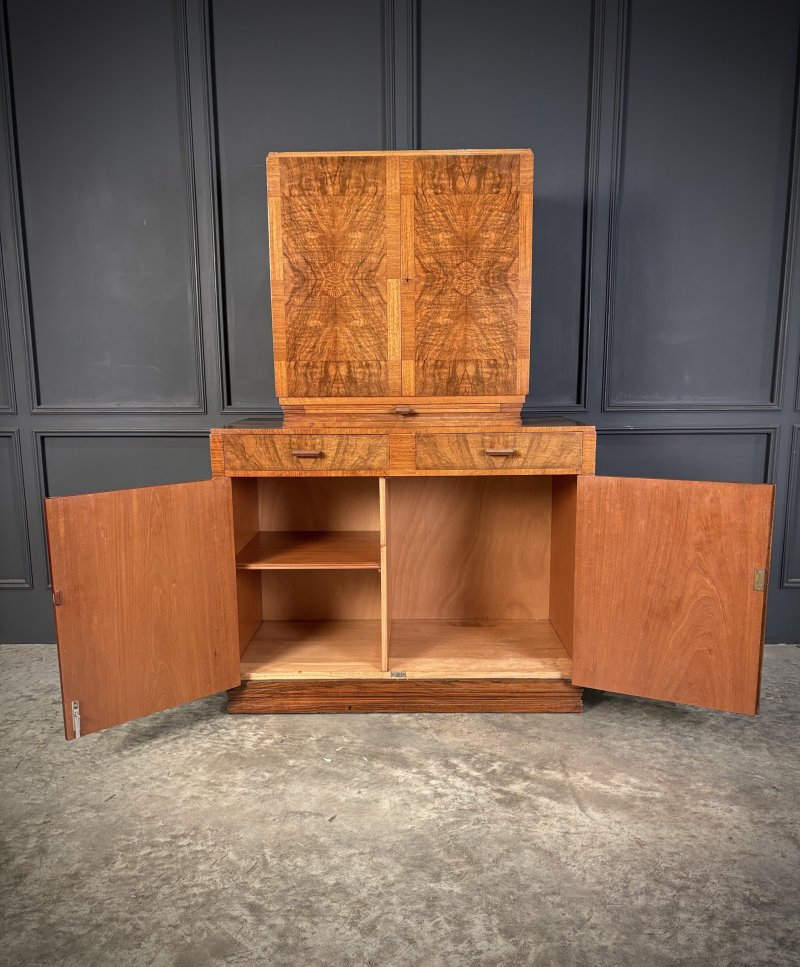 Art Deco Walnut Cocktail Cabinet - Image 8