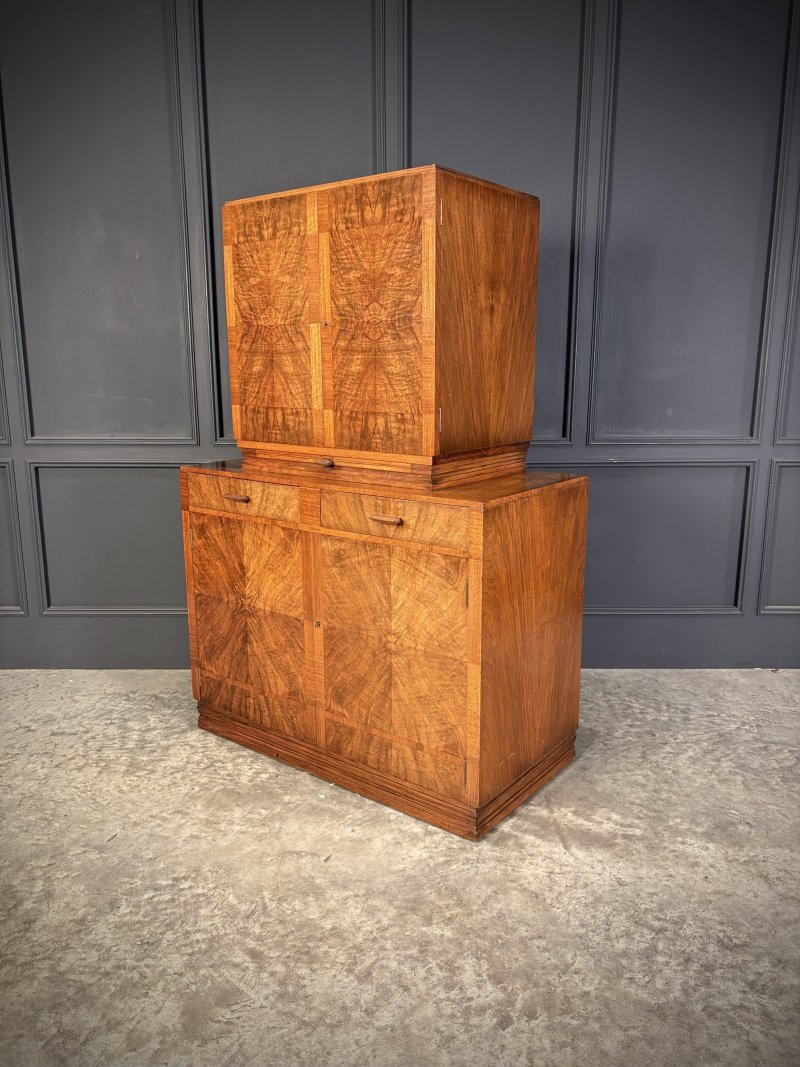Art Deco Walnut Cocktail Cabinet - Image 14