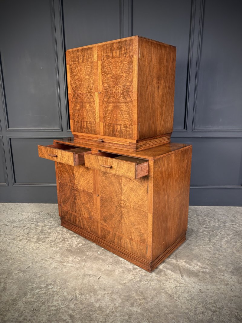 Art Deco Walnut Cocktail Cabinet - Image 10