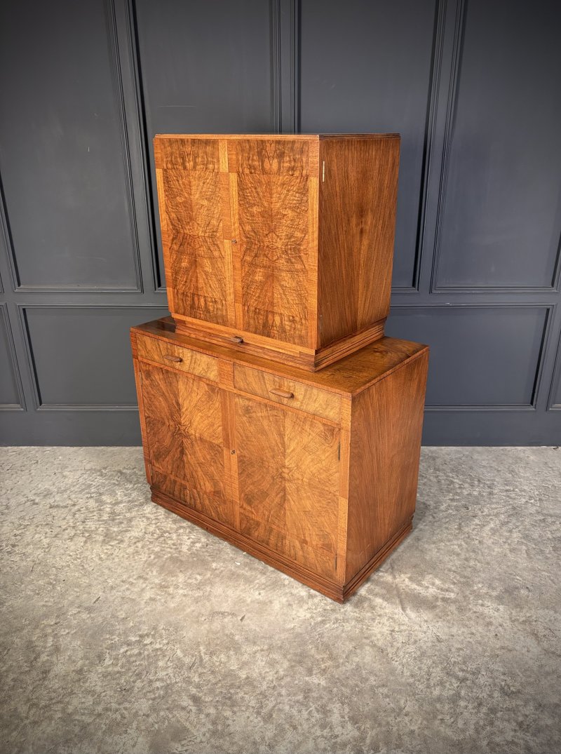 Art Deco Walnut Cocktail Cabinet - Image 9
