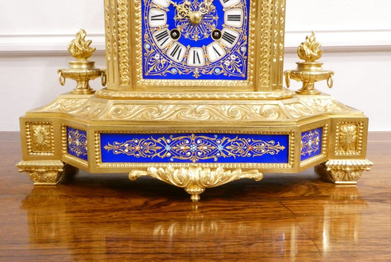 French Gilt Bronze & Porcelain Mantel Clock - Image 4