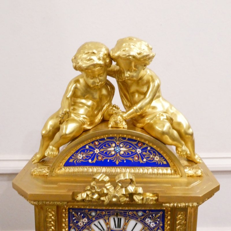 French Gilt Bronze & Porcelain Mantel Clock - Image 7