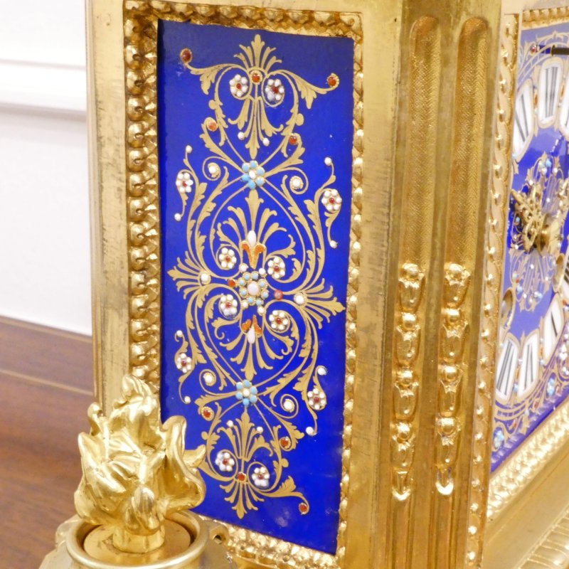 French Gilt Bronze & Porcelain Mantel Clock - Image 11