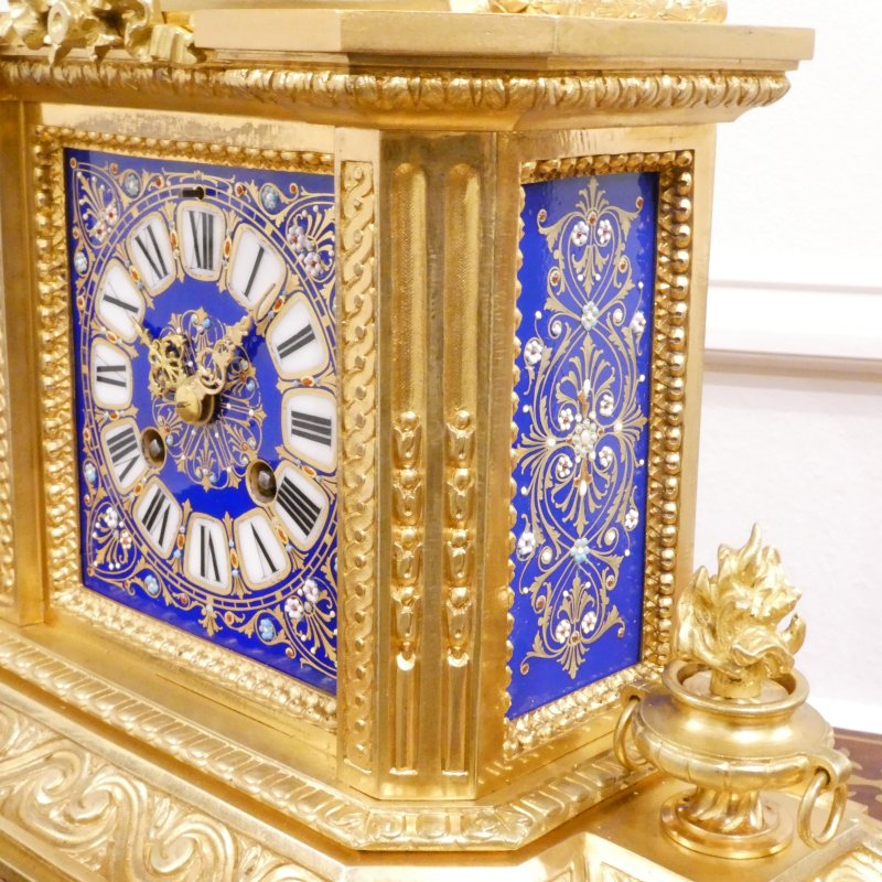 French Gilt Bronze & Porcelain Mantel Clock - Image 9