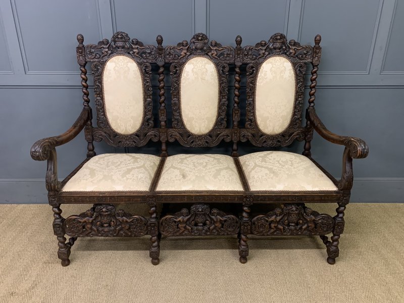 19th Century Carolean Style Walnut Settee