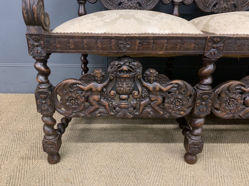 19th Century Carolean Style Walnut Settee - Image 7