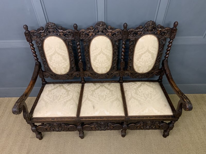 19th Century Carolean Style Walnut Settee - Image 9