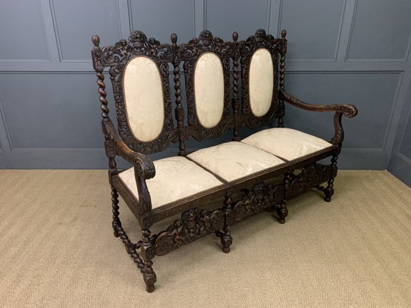 19th Century Carolean Style Walnut Settee - Image 4