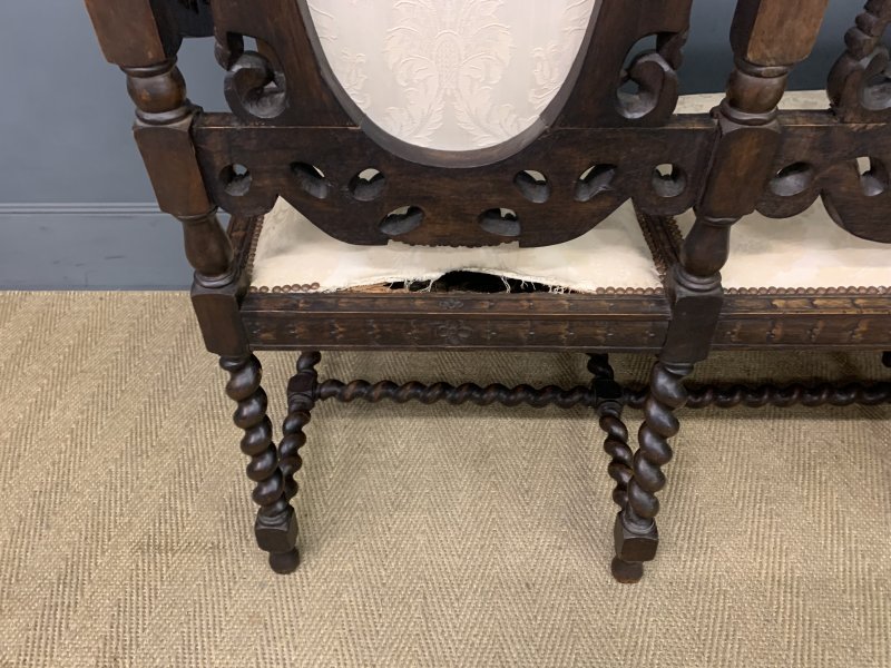 19th Century Carolean Style Walnut Settee - Image 8