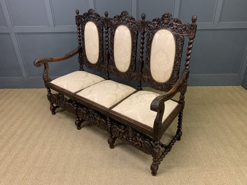 19th Century Carolean Style Walnut Settee - Image 12