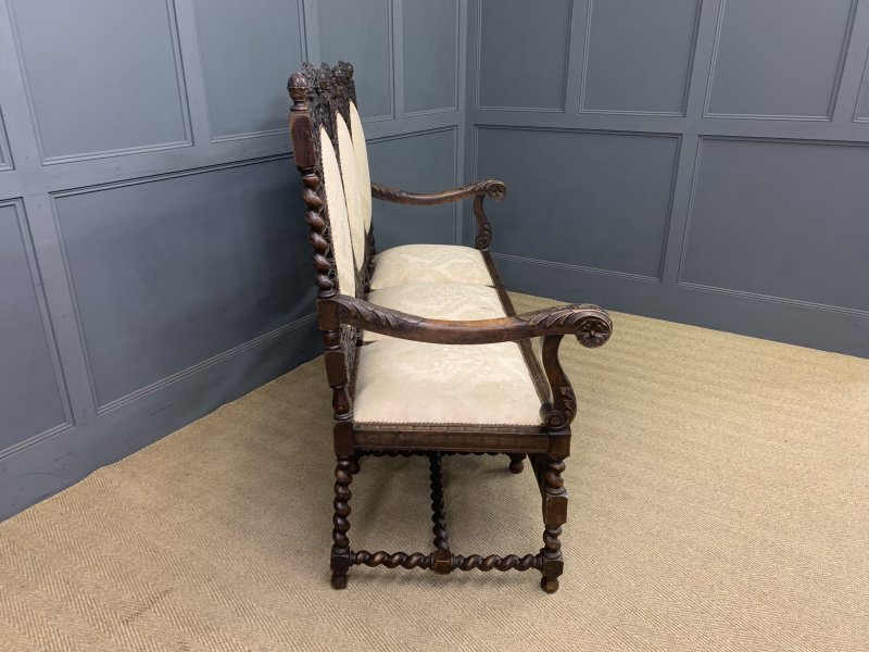 19th Century Carolean Style Walnut Settee - Image 14