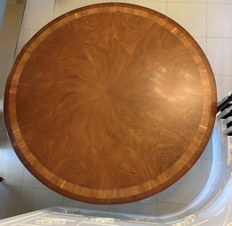 Monumental Antique Mahogany and Yew Wood Crossbanded 14 Seater Circular Centre Dining Table - Image 6