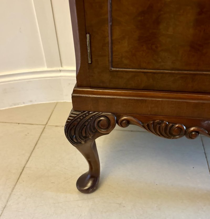 Antique Burr Walnut Cocktail Drinks Cabinet - Image 16