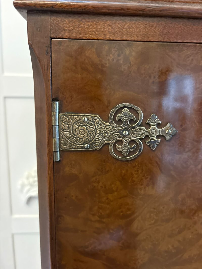 Antique Burr Walnut Cocktail Drinks Cabinet - Image 7