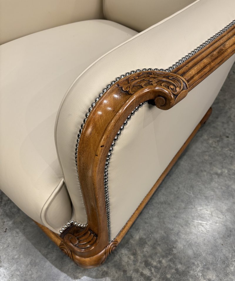Pair Of Art Deco Walnut & Leather Armchairs - Image 9
