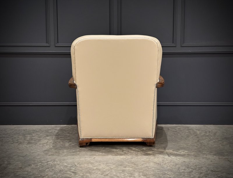 Pair Of Art Deco Walnut & Leather Armchairs - Image 8