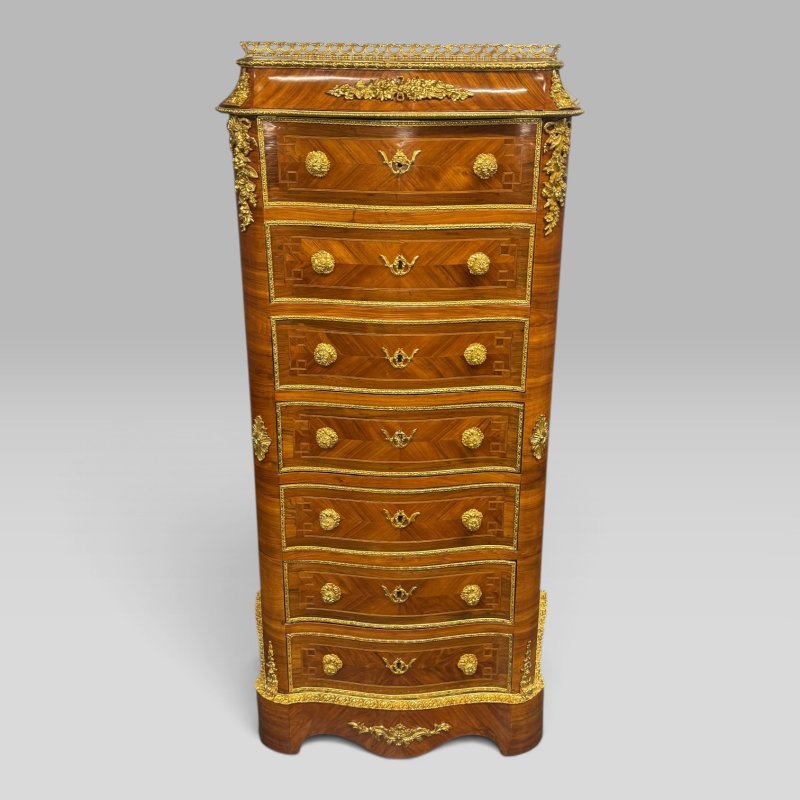 Antique French Kingwood, Rosewood & Tulipwood Ormolu Secretaire Chest, c.1890 - Image 2