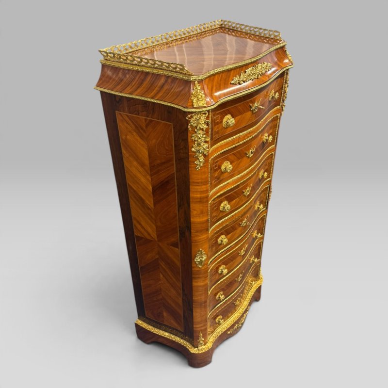 Antique French Kingwood, Rosewood & Tulipwood Ormolu Secretaire Chest, c.1890 - Image 3