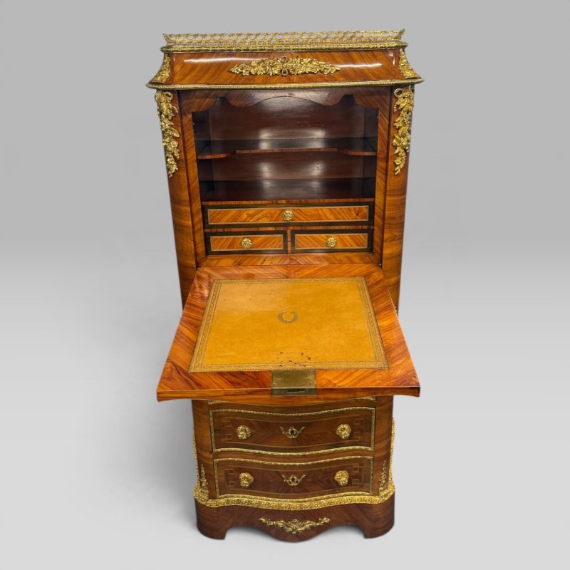 Antique French Kingwood, Rosewood & Tulipwood Ormolu Secretaire Chest, c.1890 - Image 4