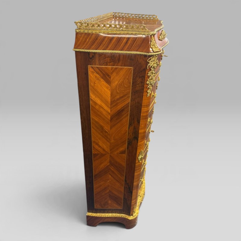 Antique French Kingwood, Rosewood & Tulipwood Ormolu Secretaire Chest, c.1890 - Image 5