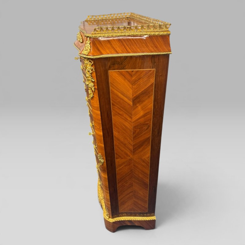 Antique French Kingwood, Rosewood & Tulipwood Ormolu Secretaire Chest, c.1890 - Image 6