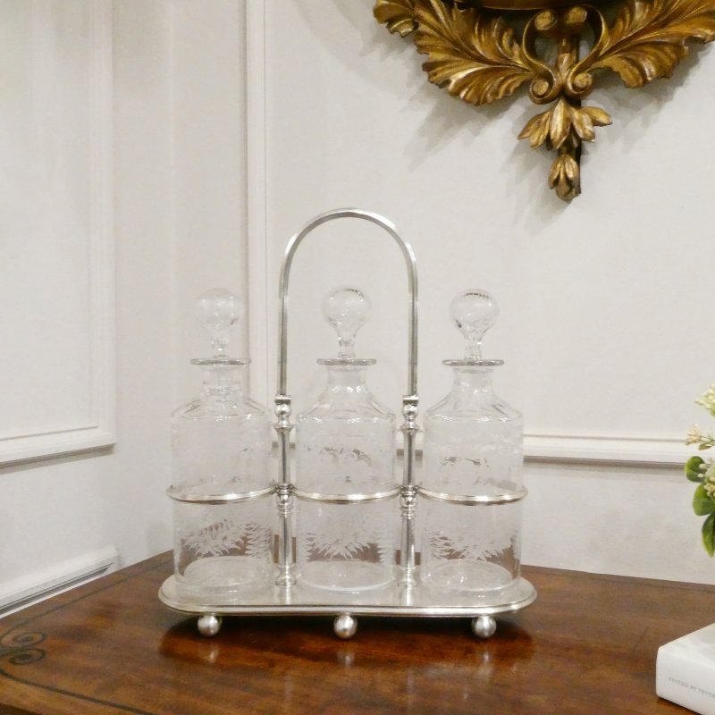 Victorian Silver Tantalus Decanter Set by Lee & Wigfull of Sheffield