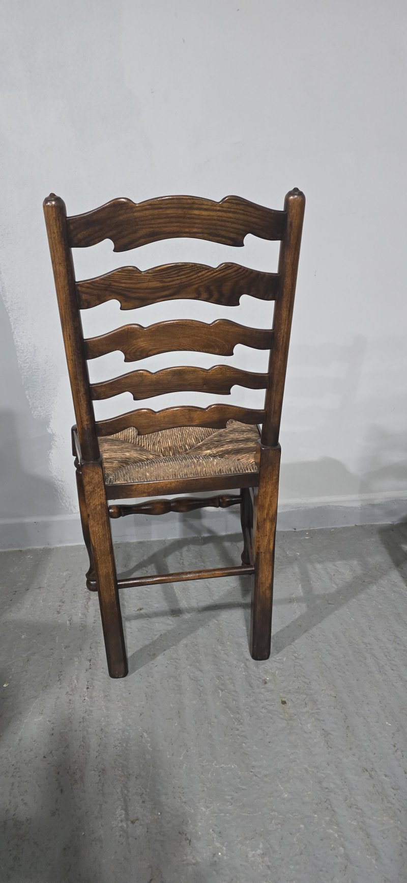 Super Set Twelve Lancashire Ladder Back Oak Dining Chairs - Image 6