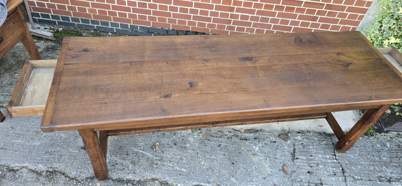 Huge French Oak Farmhouse Refrectory, Kitchen Dining Table - Image 5