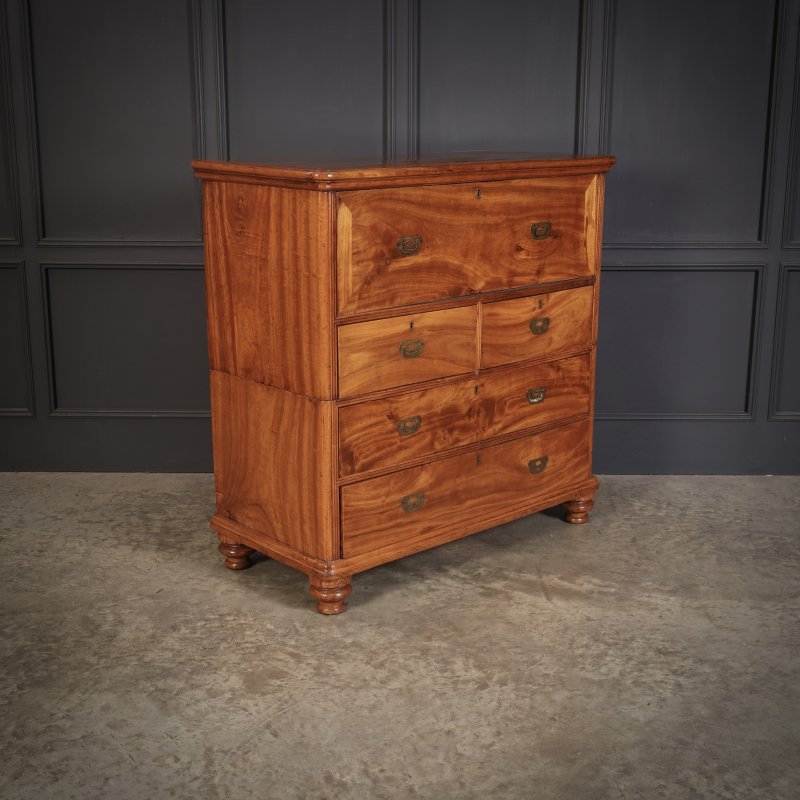 Victorian Camphor Wood Military Campaign Secretaire Chest - Image 4