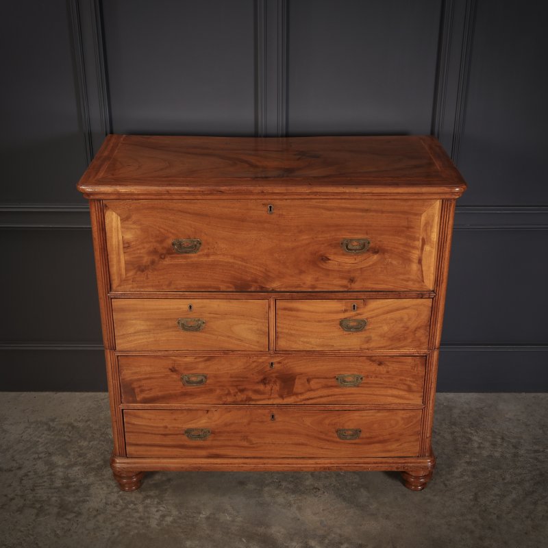 Victorian Camphor Wood Military Campaign Secretaire Chest - Image 5