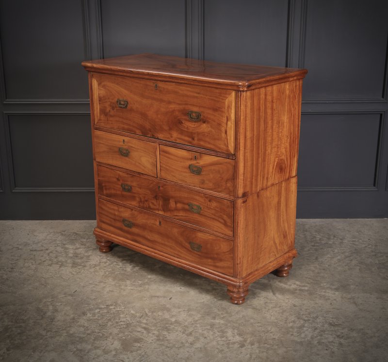 Victorian Camphor Wood Military Campaign Secretaire Chest - Image 10