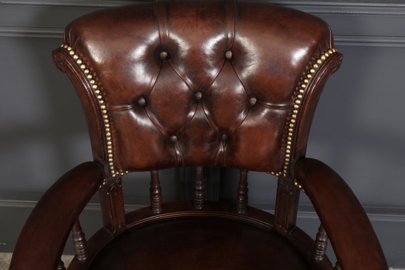 Pair Of Victorian Mahogany &  Leather Desk Chairs - Image 10