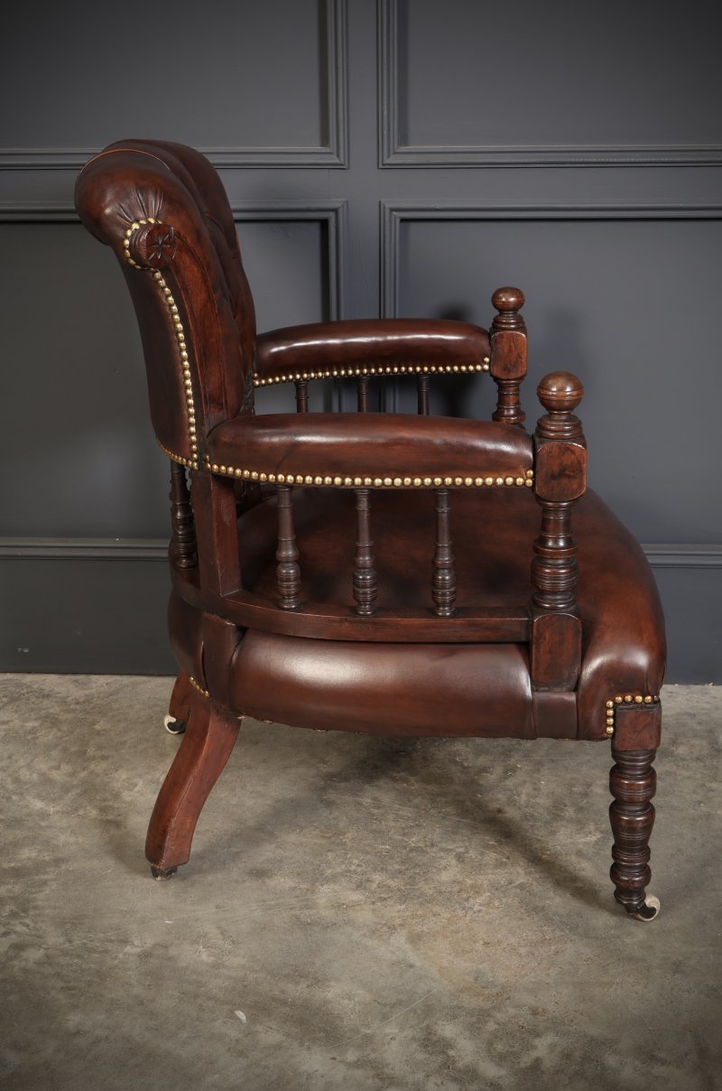 Pair Of Victorian Mahogany &  Leather Desk Chairs - Image 9