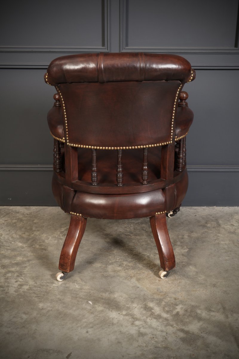 Pair Of Victorian Mahogany &  Leather Desk Chairs - Image 11