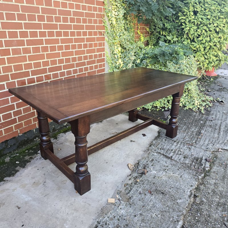 Super Oak Plank Farmhouse Kiitchen Refrectory Dining Table - Image 15
