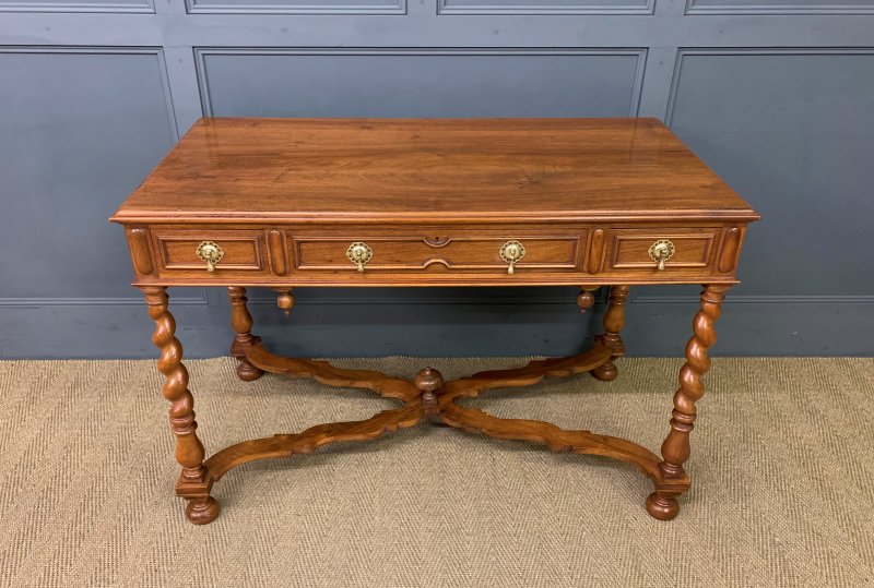 Walnut Barley Twist 3 Drawer Side Table