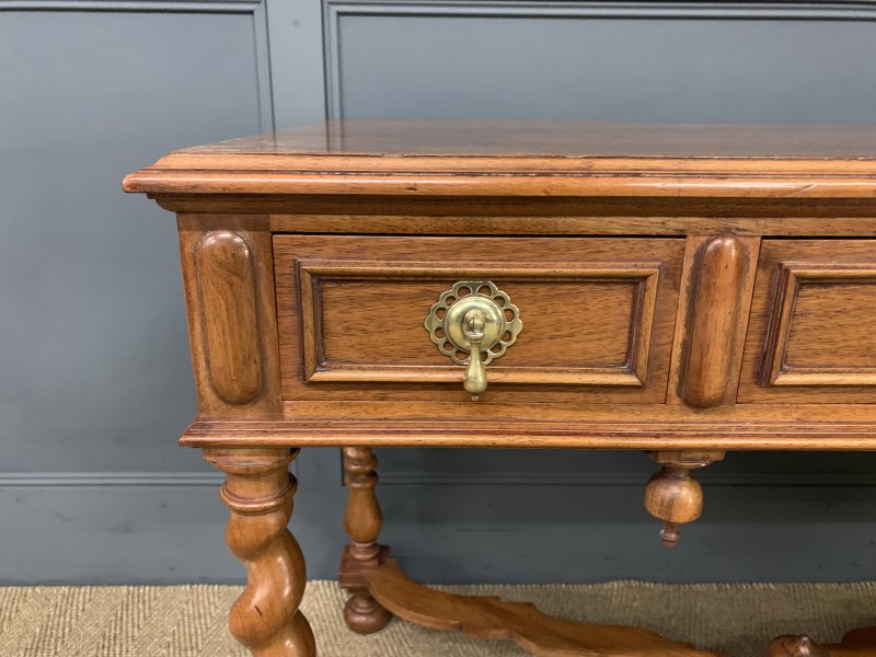 Walnut Barley Twist 3 Drawer Side Table - Image 6