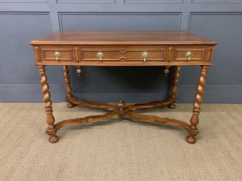 Walnut Barley Twist 3 Drawer Side Table - Image 15