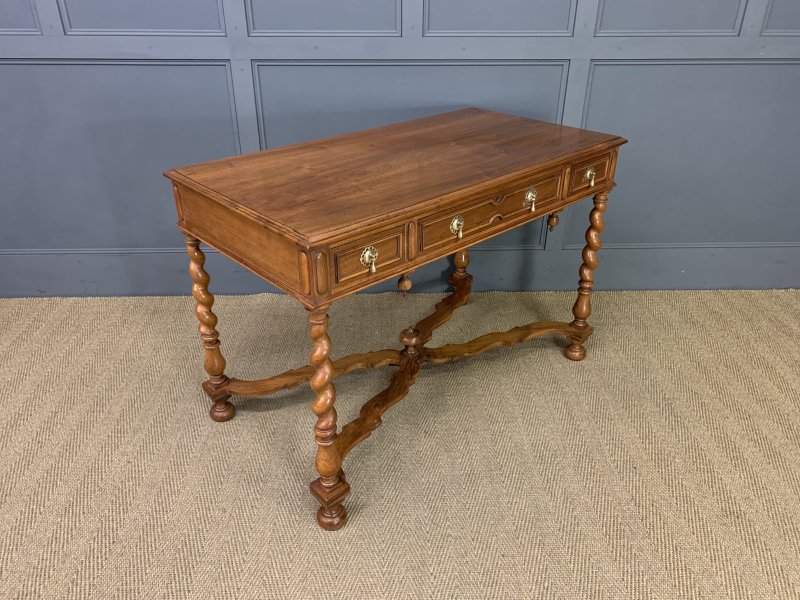Walnut Barley Twist 3 Drawer Side Table - Image 12